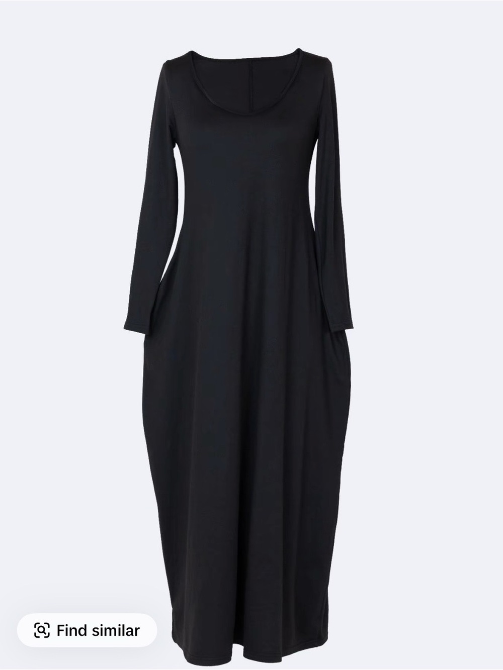 Classic Black Scoop-Neck Maxi Dress with Long Sleeves